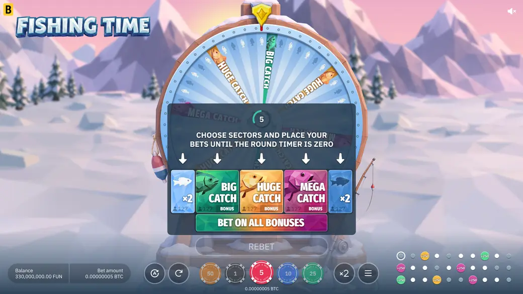 fishing time banner met het viswiel en de inzetvakken