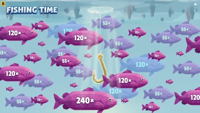 Mega Catch bonusronde van Fishing Time met paarse vissen tot 240x